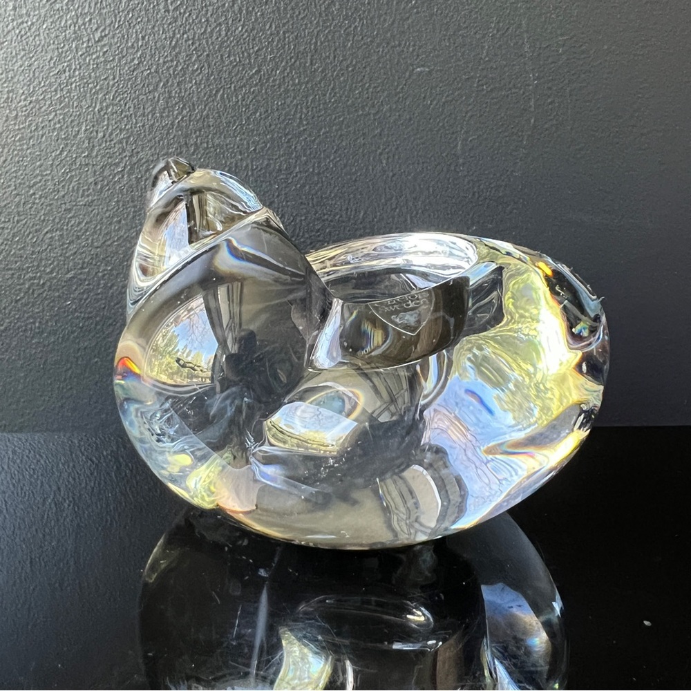 Orrefors Sweden Snail Votive Crystal Glass Art Sculpture Candle Holder Hygge